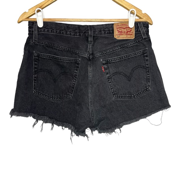 Levi’s 501 Original Button Fly Jean Shorts 32 Cutoff Denim Raw Hem Lunar Black - Picture 2 of 6